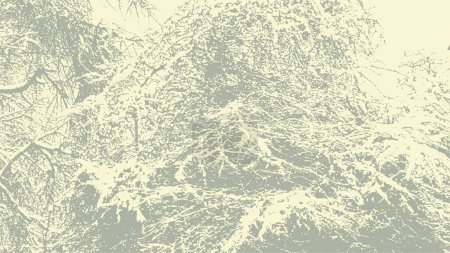 Ilustración de Vector abstracto sucio grunge fondo con ramas de árbol caótico enredado en invierno con nieve en él. - Imagen libre de derechos