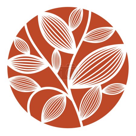 Ilustración de Elegante monograma floral vectorial aislado, diseño gráfico deja logotipo o emblema en forma de círculo, plantilla para boutique o logotipo de hotel o salón, elemento lineal de estilo clásico. - Imagen libre de derechos