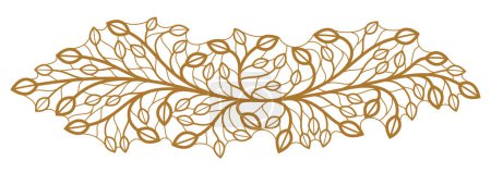 Illustration for Floral vector design with leaves and branches isolated over white, classical elegant fashion style banner or text divider for design, luxury vintage linear emblem or frame element. - Royalty Free Image