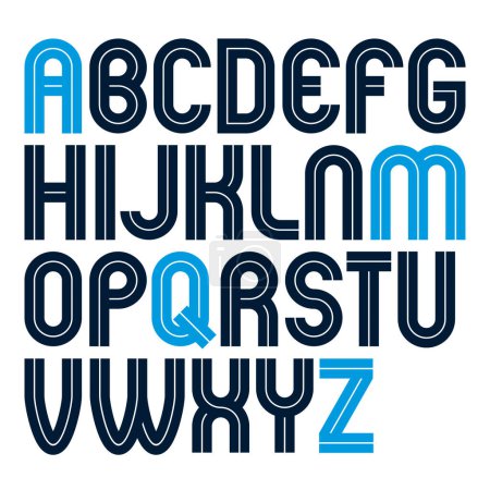 Illustration for Vector capital bold English alphabet letters made with white lines, best for use in corporate logotype design - Royalty Free Image