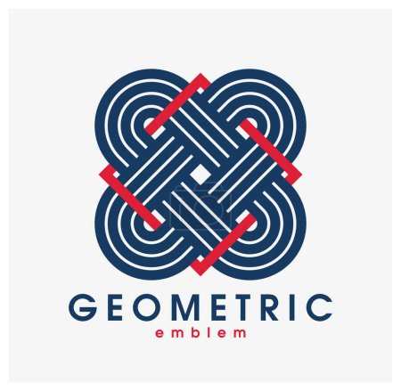 Illustration for Geometric vector line art logo isolated on white, abstract linear contemporary style symbol, geometrical shape emblem, business corporate branding graphic design element. - Royalty Free Image