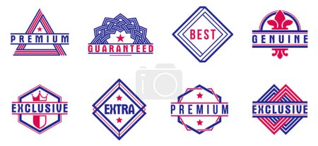 Illustration for Premium best quality vector emblems set, badges and logos collection for different products and business, classic graphic design elements, insignias and awards. - Royalty Free Image