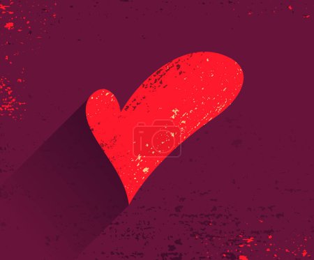 Ilustración de Corazón rojo sobre el vector de textura de madera, tarjeta de San Valentín. - Imagen libre de derechos