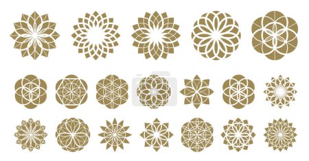 Illustration for Flower of life vector ancient esoteric symbol big vector set. - Royalty Free Image