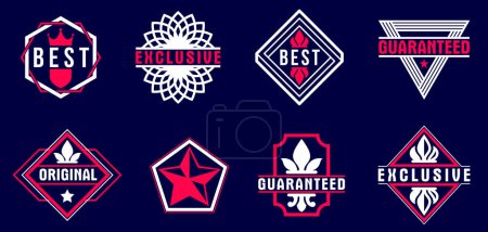 Illustration for Premium best quality vector emblems set over dark, badges and logos collection for different products and business, classic graphic design elements, insignias and awards. - Royalty Free Image