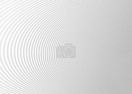 Ilustración de Líneas grises claras en perspectiva 3D vector fondo abstracto, diseño mínimo lineal dinámico, onda mintió patrón en dimensional y movimiento. - Imagen libre de derechos