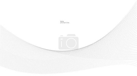 Illustration for Grey dots in motion vector abstract background, particles array wavy flow, curve lines of points in movement, technology and science illustration. - Royalty Free Image