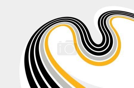 Illustration for 3D lines in motion vector abstract background, creative and dimensional curved stripes dynamic composition, motion and technology. - Royalty Free Image