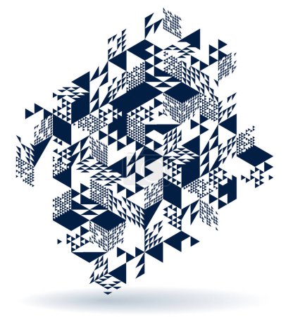 Téléchargez les illustrations : Isometric 3D cubes vecteur abstrait fond, abstraction géométrique art architecture moderne bâtiments de la ville thème, formes cubiques et formes composition lowpoly style. - en licence libre de droit