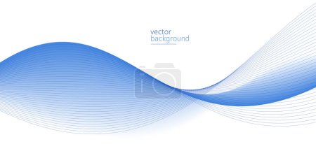 Téléchargez les illustrations : Forme courbe vecteur de flux fond abstrait en dégradé bleu clair, concept dynamique et de vitesse, technologie futuriste ou art du mouvement. - en licence libre de droit