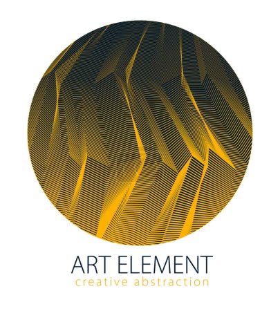 Illustration for Abstraction art linear textured element in round shape. Vector abstract 3d perspective background for layouts, posters, banners, print and web. Cool and motional. - Royalty Free Image