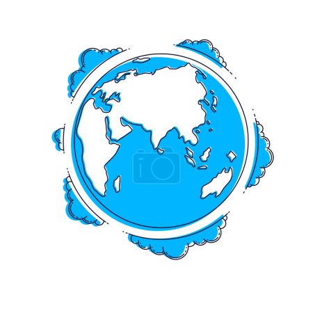 Téléchargez les illustrations : Illustration vectorielle de la planète Terre isolée sur fond blanc, Afrique, Europe, Eurasie, Asie et Australie côté continents
. - en licence libre de droit