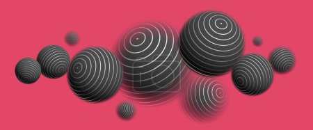Ilustración de Esferas borrosas sobre fondo abstracto vector rojo, bolas desenfocadas fondo de pantalla levitante. - Imagen libre de derechos