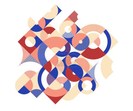 Ilustración de Fondo geométrico abstracto étnico, cerámica parecen colores motivo tribal tradicional, patrón de azulejos de mosaico modular. - Imagen libre de derechos