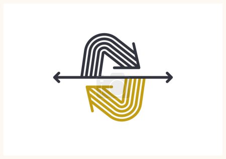 Téléchargez les illustrations : Concept arrows vector logo isolated, double arrows symbol pictogram, stripy icon of arrow. - en licence libre de droit