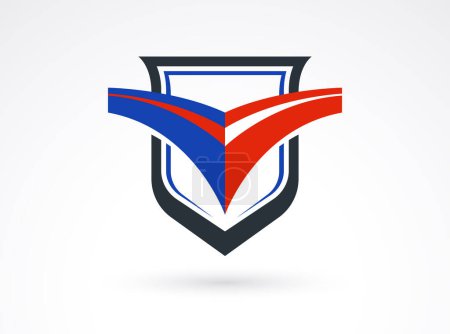 Illustration for Shield logo vector, ammo protection symbol, antivirus or sport theme, insurance or guarantee. - Royalty Free Image