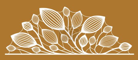 Illustration for Beautiful linear floral vector design on dark, leaves and branches elegant text divider border element for layouts, fashion style classical emblem, luxury vintage graphics. - Royalty Free Image