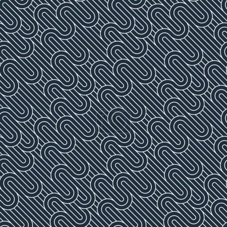 Ilustración de Patrón de líneas sin costura, fondo abstracto vector geométrico rayado, red de rayas lineales, laberinto óptico, red web. Diseño en blanco y negro. - Imagen libre de derechos