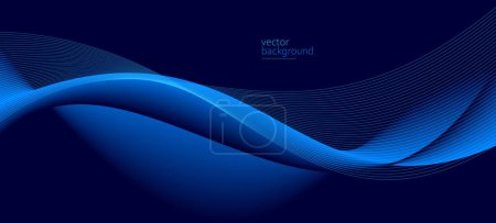 Illustration for Flowing dark blue curve shape with soft gradient vector abstract background, relaxing and tranquil art, can illustrate health medical or sound of music. - Royalty Free Image