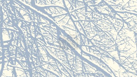 Ilustración de Ramas de árboles con nieve en textura invernal, vector abstracto natural grunge fondo. - Imagen libre de derechos