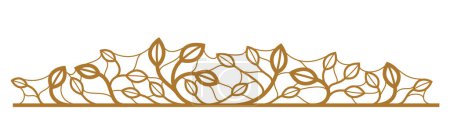 Illustration for Beautiful linear floral vector design isolated on white, leaves and branches elegant text divider border element for layouts, fashion style classical emblem, luxury vintage graphics. - Royalty Free Image