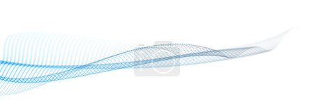 Illustration for Beautiful vector abstract background of flying particles in motion, wavy lines flow big data technology and science theme, 3D dots array flowing in motion, nanotechnology. - Royalty Free Image