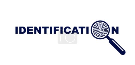 Illustration for Finger print with magnifying glass vector simple logo or icon, incognito man concept, unidentified person, people search, biometric identification. - Royalty Free Image