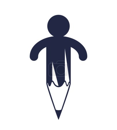 Ilustración de Concepto de vector genuino con lápiz y hombre combinado escribir una palabra, autor artista escritor o diseñador. - Imagen libre de derechos