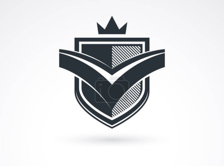 Illustration for Design of shield for branding, ammo protection symbol, antivirus or sport theme, insurance or guarantee. - Royalty Free Image
