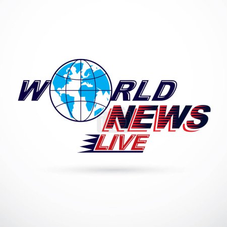 Illustration for World news conceptual logo, vector globe illustration. Journalism concept. - Royalty Free Image