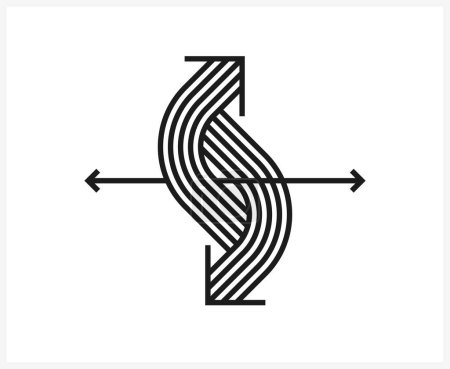 Téléchargez les illustrations : Concept arrows vector logo isolated on white, double arrows symbol pictogram, stripy icon of arrow. - en licence libre de droit