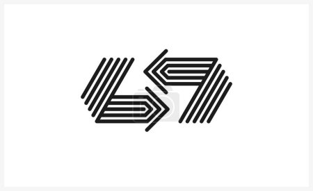 Ilustración de Concept arrows vector logo isolated on white, double arrows symbol pictogram, stripy icon of arrow. - Imagen libre de derechos