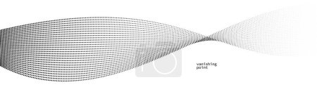 Illustration for Wave of flowing vanishing particles vector abstract background, curvy lines dots in motion relaxing illustration, smoke like image. - Royalty Free Image