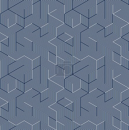 Ilustración de Patrón geométrico de líneas isométricas sin costuras, fondo de baldosas vectoriales de cubos 3D, arquitectura y construcción, diseño de papel pintado. - Imagen libre de derechos