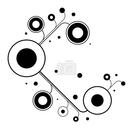 Illustration for Abstract tech geometric vector background, connected circles technology network or science theme, digital system abstraction. - Royalty Free Image