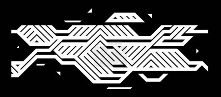 Téléchargez les illustrations : Fond vectoriel abstrait, labyrinthe ressemblent à l'art dynamique de papier peint géométrique, composition de motifs artistiques, abstraction labyrinthe créatif. - en licence libre de droit