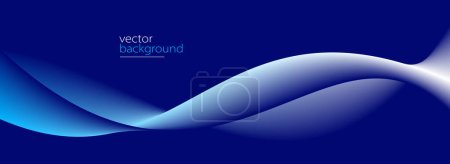 Illustration for Smooth flow of wavy shape with gradient vector abstract background, dark blue design curve line energy motion, relaxing music sound or technology. - Royalty Free Image