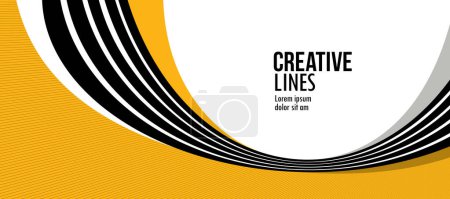 Ilustración de Líneas en movimiento vector fondo abstracto, perspectiva 3D diseño óptico creativo con rayas, sonido y concepto de música, líneas que fluyen. - Imagen libre de derechos