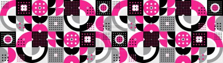 Illustration for Seamless vector abstract background in pink color, geometric seamless pattern, tiling endless wallpaper with geometrical shapes structure. - Royalty Free Image