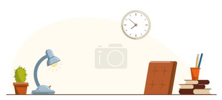 Illustration for Workplace of intellectual worker employee or studying student vector flat illustration isolated, education or analytical job freelance worker workspace, comfortable workplace. - Royalty Free Image