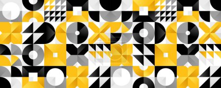 Ilustración de Fondo abstracto vector inconsútil en color amarillo, patrón inconsútil geométrico, azulejos fondo de pantalla sin fin con estructura de formas geométricas. - Imagen libre de derechos