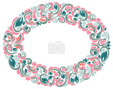 Illustration for Floral frame made of leaves and flowers vector vintage design, decorative blank classic style border, luxury beautiful background, invitation or greeting card with place for text. - Royalty Free Image