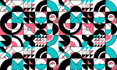 Illustration for Seamless vector abstract background in pink color, geometric seamless pattern, tiling endless wallpaper with geometrical shapes structure. - Royalty Free Image