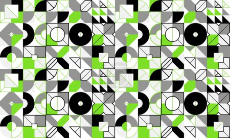 Ilustración de Fondo abstracto vector inconsútil en color verde, patrón inconsútil geométrico, azulejos fondo de pantalla sin fin con estructura de formas geométricas. - Imagen libre de derechos