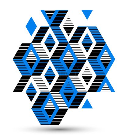 Ilustración de Fondo de pantalla vectorial abstracto con bloques de cubos isométricos 3D, construcción geométrica con formas y formas de bloques, op art low poly theme. - Imagen libre de derechos