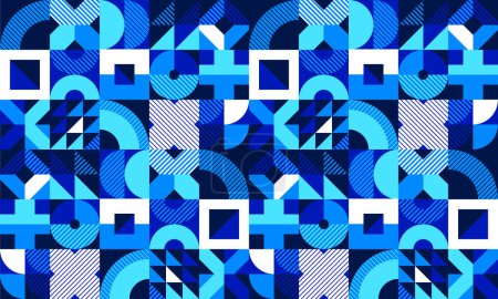 Illustration for Seamless vector abstract background in blue color, geometric seamless pattern, tiling endless wallpaper with geometrical shapes structure. - Royalty Free Image