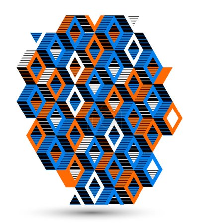 Téléchargez les illustrations : Papier peint vectoriel abstrait avec des blocs de cubes isométriques 3D, construction géométrique avec des formes et des formes de blocs, cubique polygonal low poly theme. - en licence libre de droit