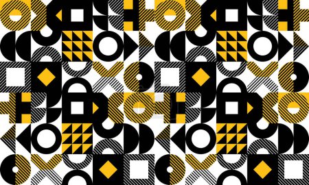 Ilustración de Fondo abstracto vector inconsútil en color amarillo, patrón inconsútil geométrico, azulejos fondo de pantalla sin fin con estructura de formas geométricas. - Imagen libre de derechos