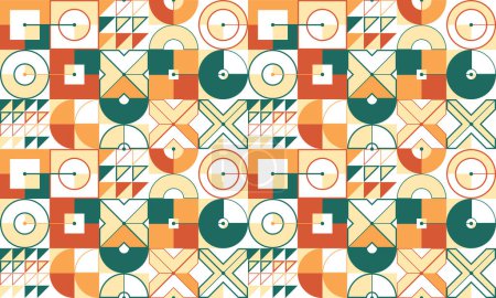 Illustration for Seamless vector abstract background, geometric seamless pattern, tiling endless wallpaper with geometrical shapes structure in ethnic colors. - Royalty Free Image