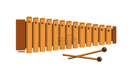 Illustration for Xylophone musical instrument vector flat illustration isolated over white background, classical music instruments. - Royalty Free Image